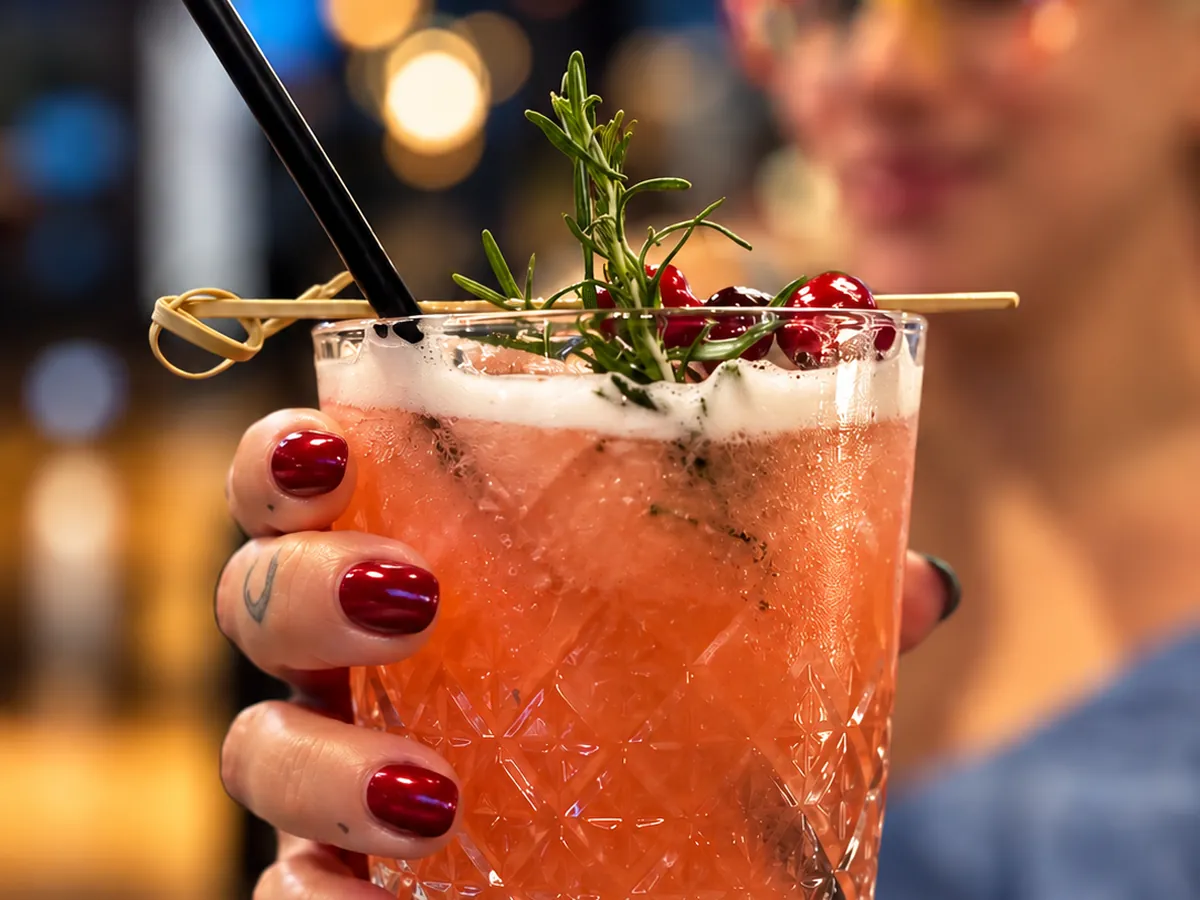 A cocktail photographed for a Rhode Island restaurant social feed