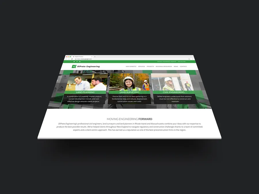 DiPrete Engineering website designed by Black Door Creative