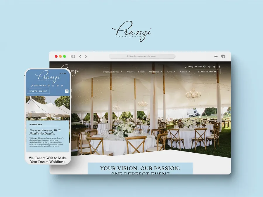 Pranzi Catering website designed by Black Door Creative