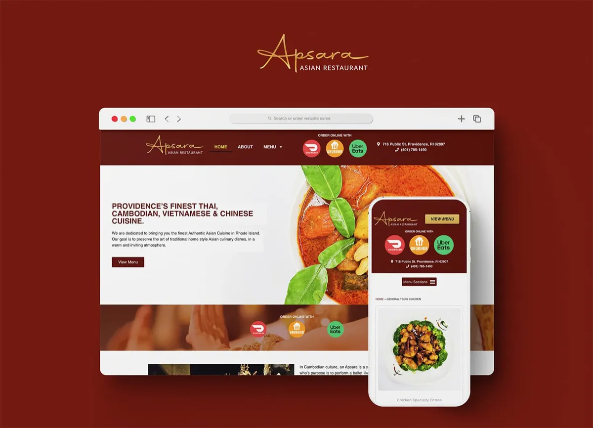 Apsara Providence: Restaurant website design and menu photography