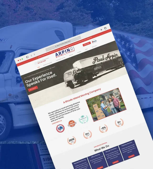 Arpin Moving of Rhode Island: Moving company website design