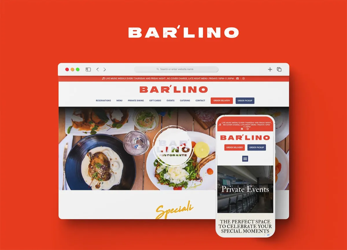 Bar'Lino Ristorante: Complete branding with website design and mural art