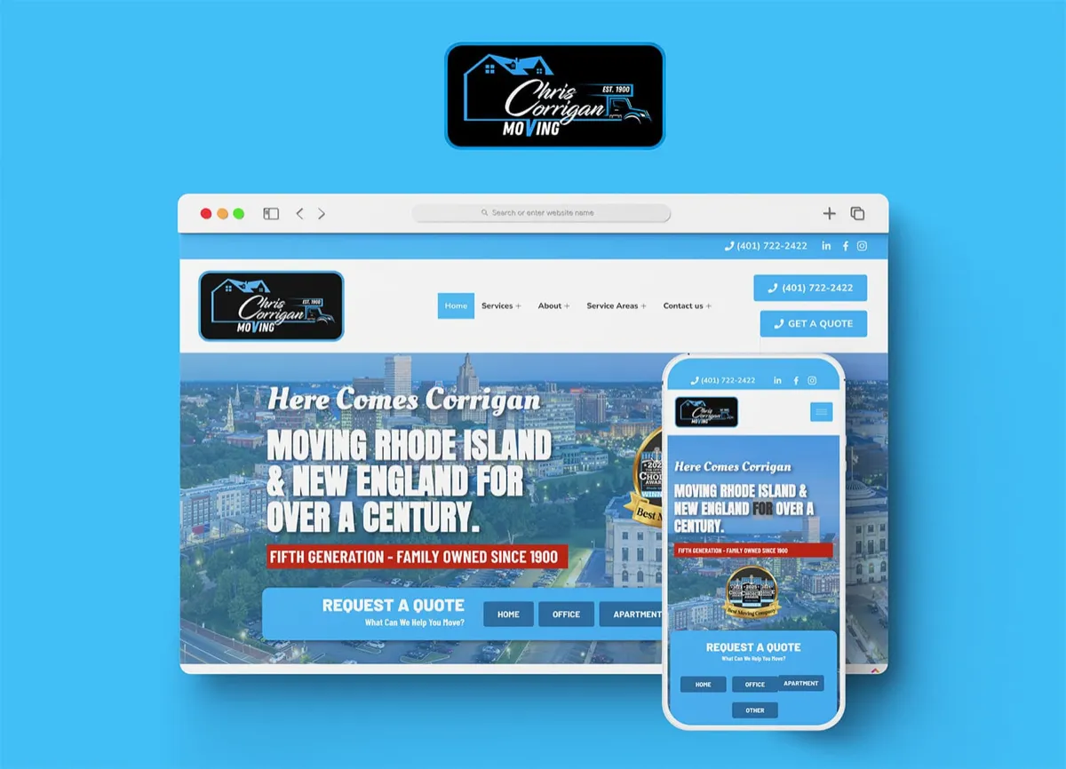Chris Corrigan Moving: SEO optimized website and paid search management for a moving company