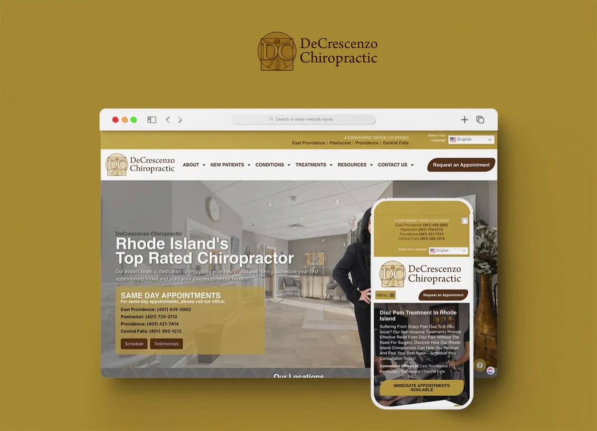 DeCrescenzo Chiropractic: Chiropractic website design and SEO services