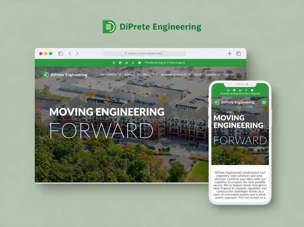 DiPrete Engineering: Civil engineering firm website redesign