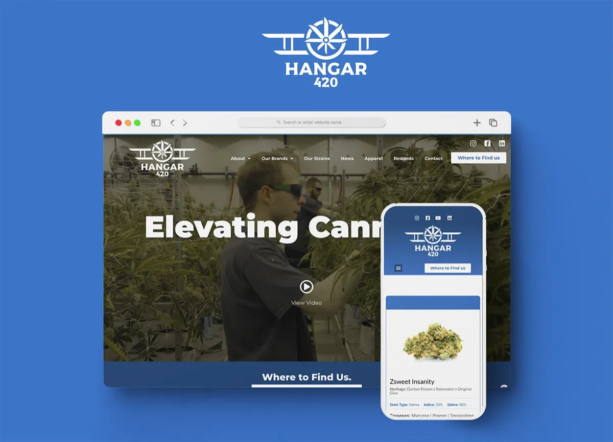 Hangar 420: Cannabis retail website design and photography