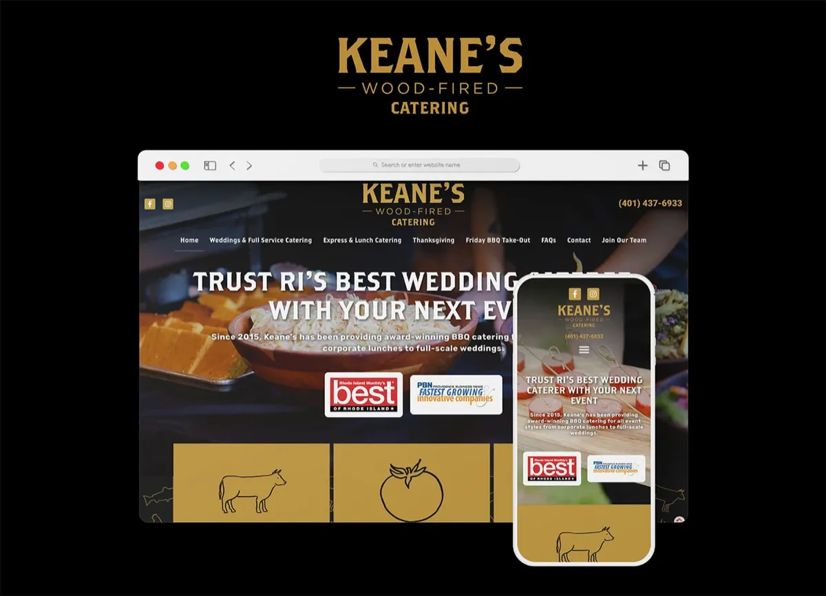 Keane's Wood-Fired Catering: Catering website design and maintenance
