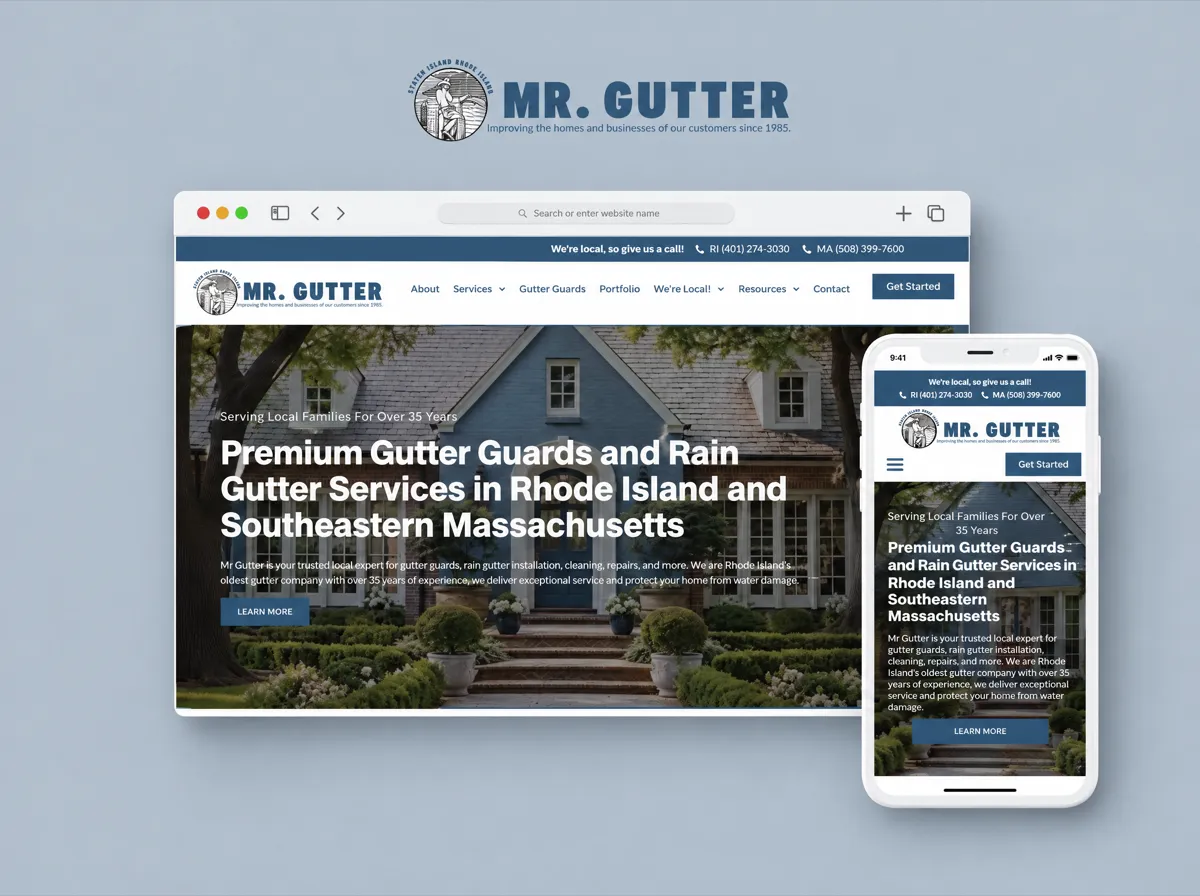 Mr. Gutter RI: Website design, paid search and digital marketing for a gutter company