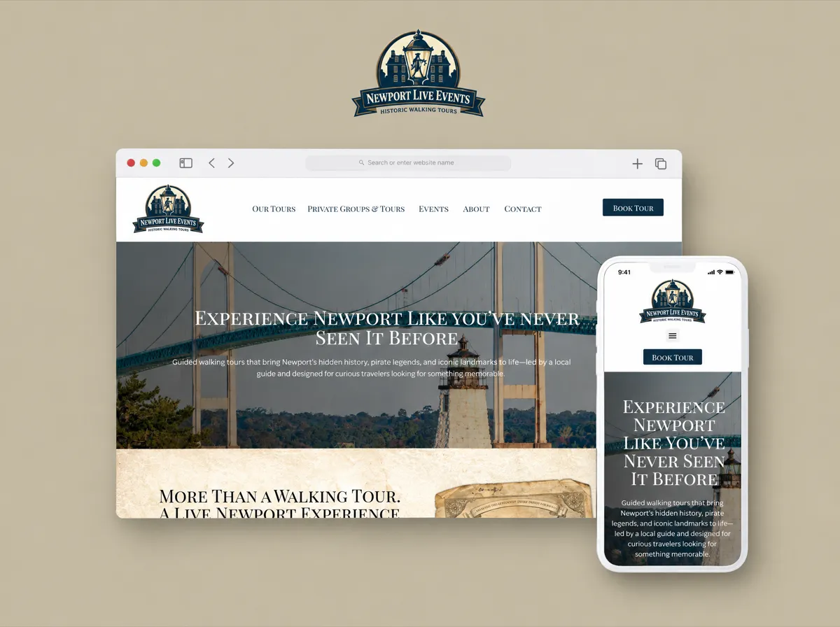 Newport Live Events: Website and logo design for a Newport events company
