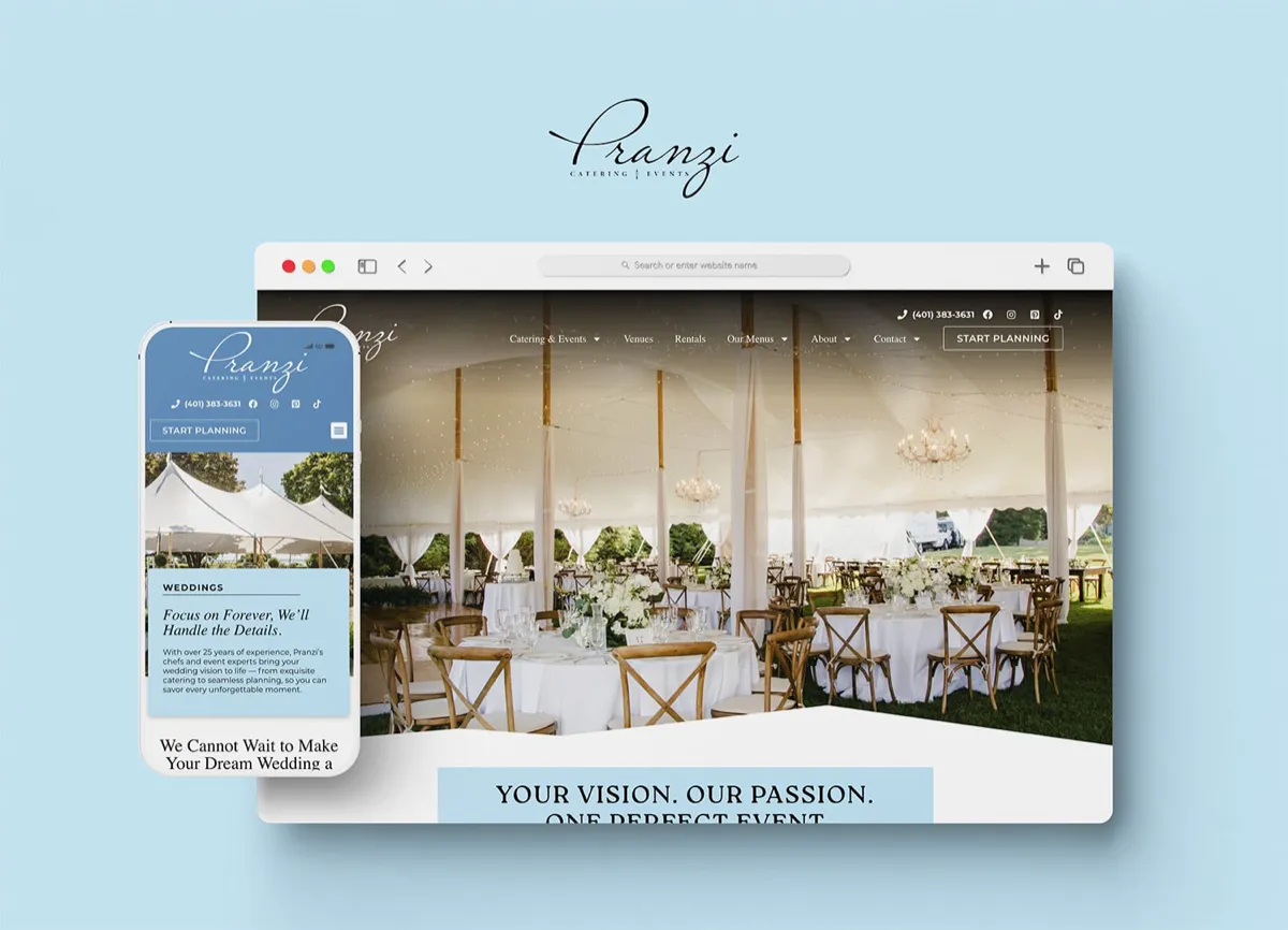 Pranzi Catering: Elegant website redesign for a Rhode Island catering and events company
