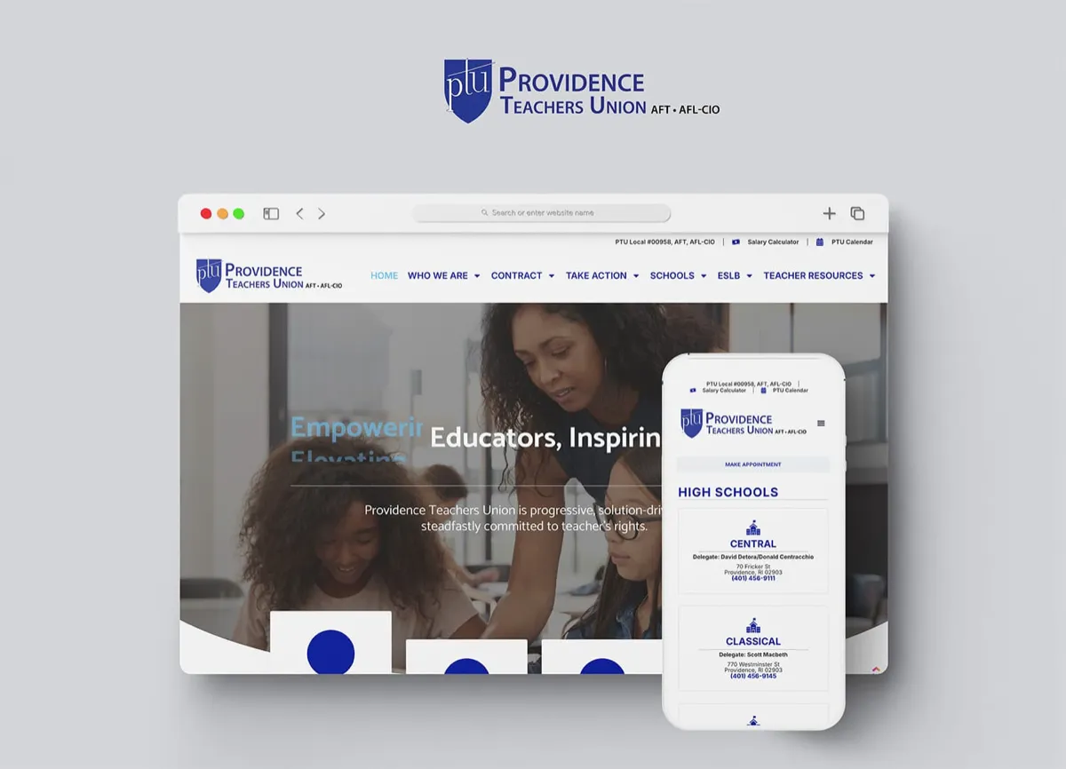 Providence Teachers Union: Custom WordPress website and application development for a teachers union