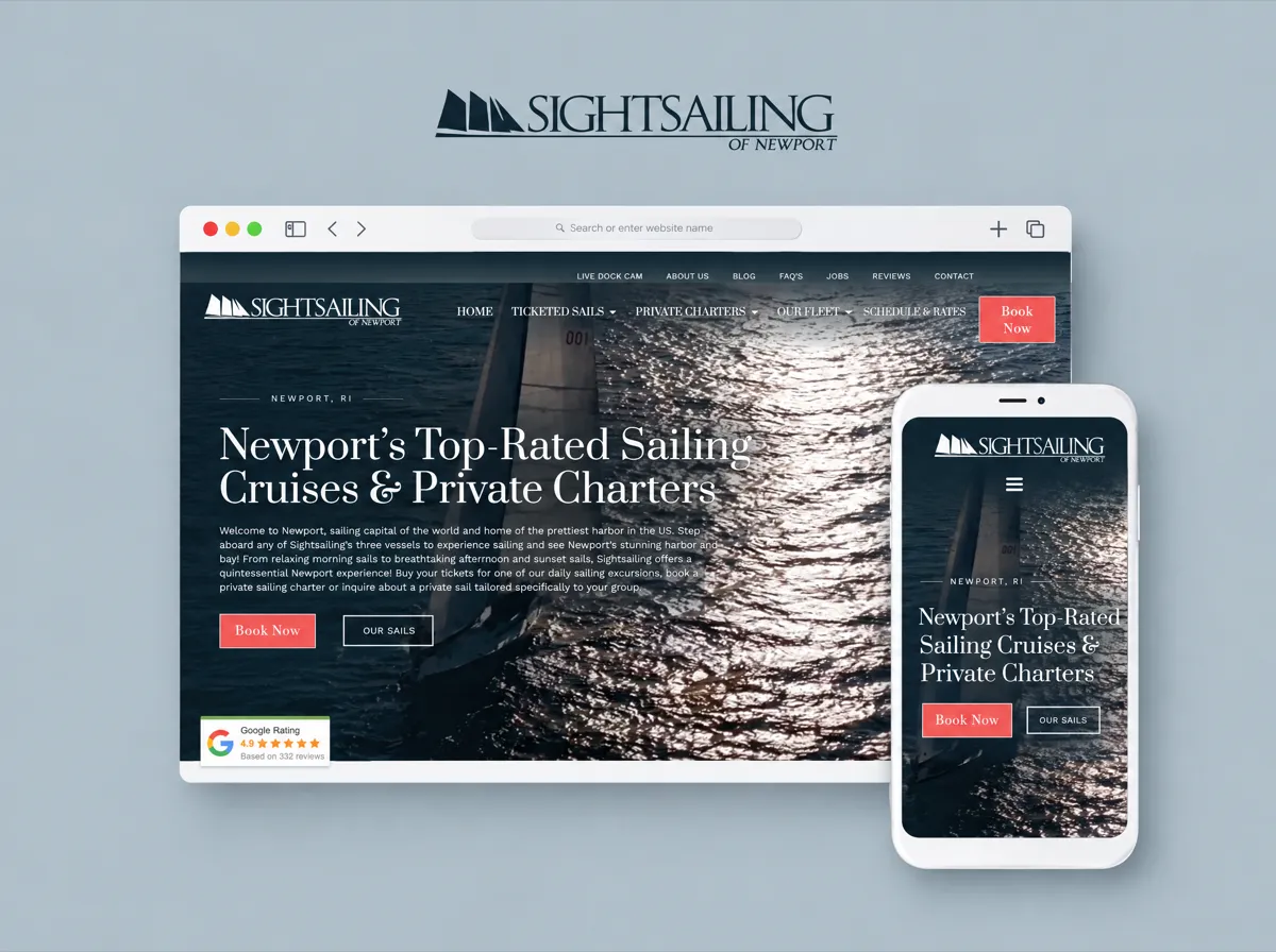 Sightsailing Newport: Website design, paid search and social media for a Newport sailing company