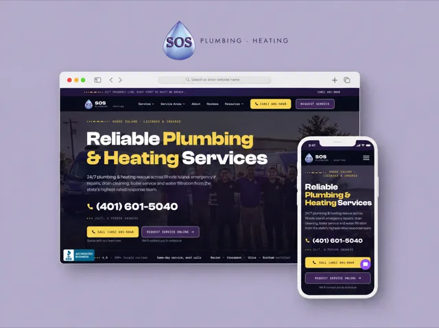 SOS Plumbing & Heating: SEO optimized website and digital marketing strategy