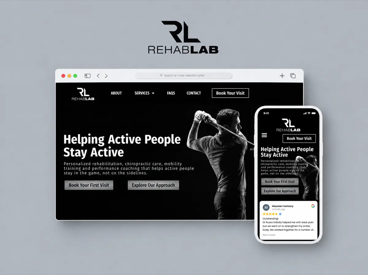 The Rehab Lab: Website and logo design for a health and wellness practice