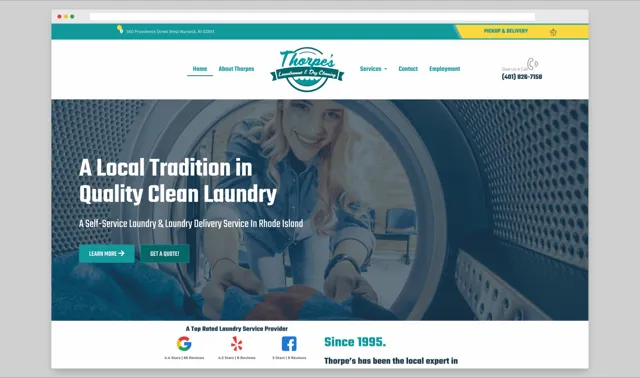 Thorpe's Laundromat & Drycleaning: Laundromat and dry cleaning website redesign