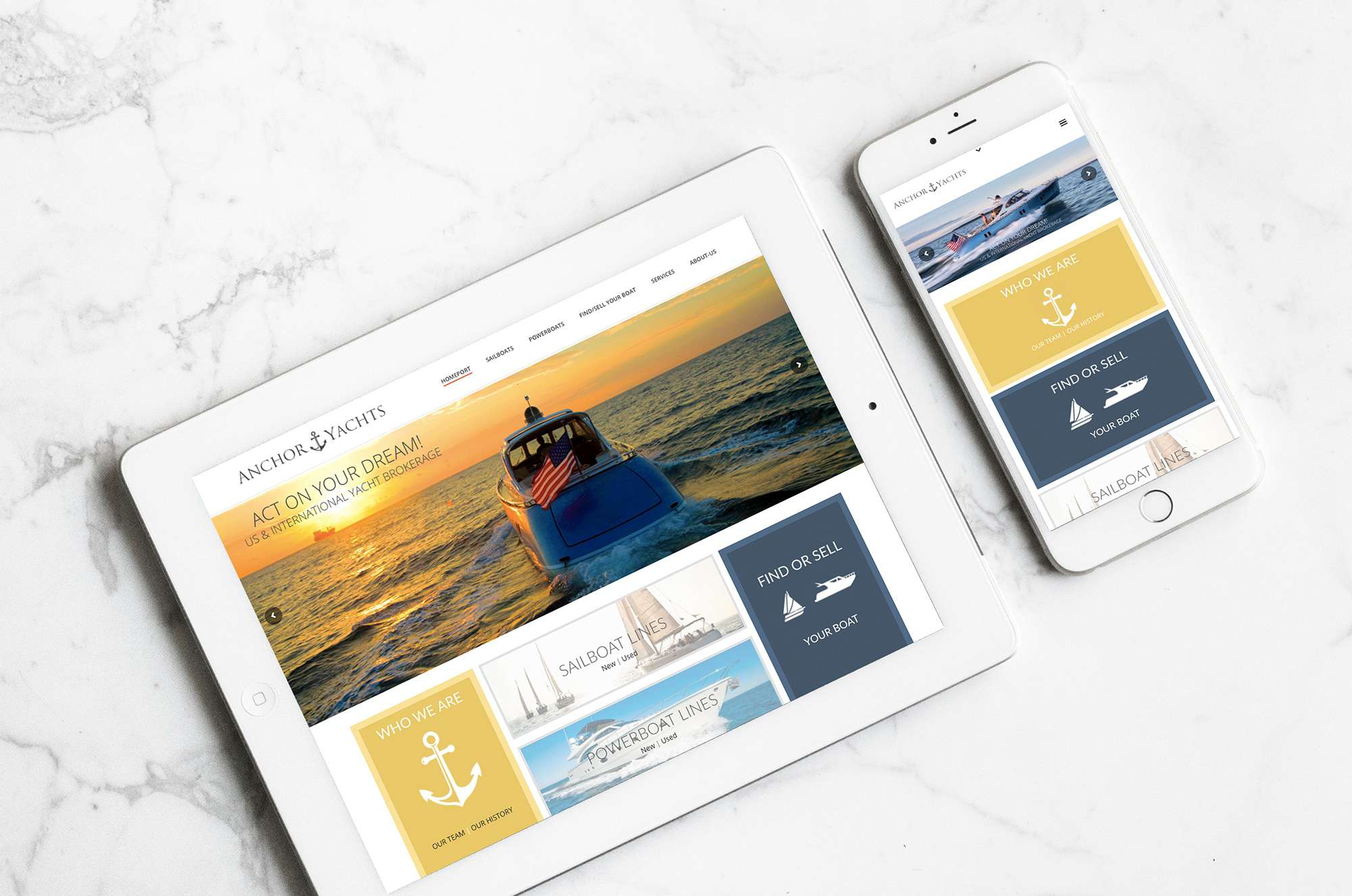 Anchor Yachts Web design portfolio